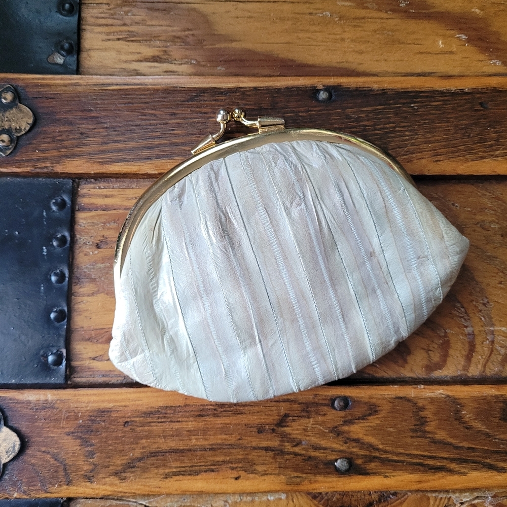 Cream Clutch with Gold Accents